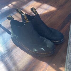 Doc Marten double tag black leather boots